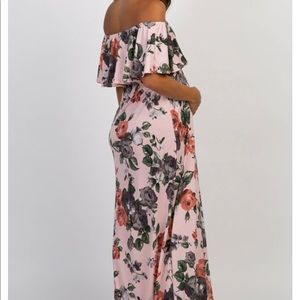 PinkBlush off the shoulder maternity maxi dress